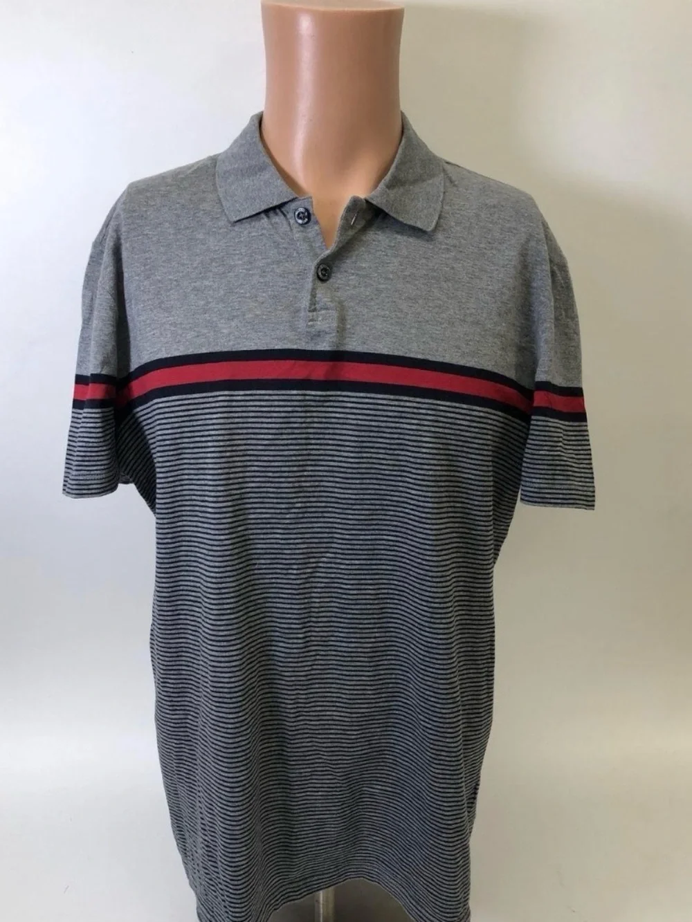 Gucci Gray Polo with Red Stripe Detailing